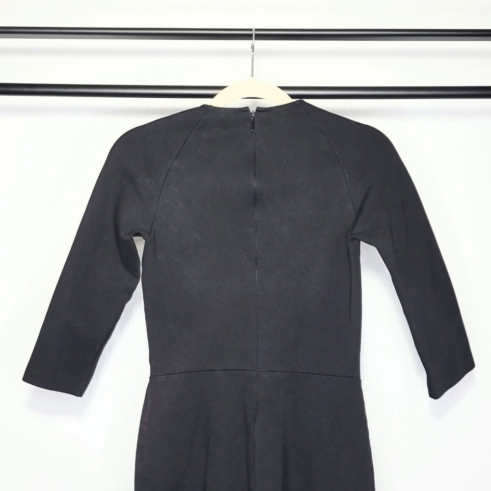 A/X Armani Exchange Black Ruffle Bottom Quarter Sleeve Fitted Dress Size XS - Picture 6 of 8